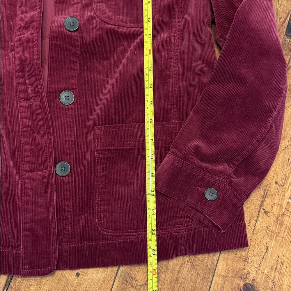 Talbots Womens Jacket size PL Maroon Corduroy Button front Pockets long sleeve - Picture 5 of 7